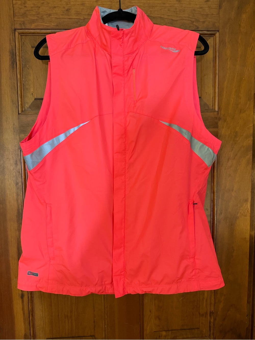 Saucony ViziPRO Women XL Neon Orange Reflective Running Vest Battery Missing